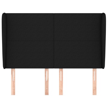 Tăblie de pat cu aripioare, negru, 147x23x118/128 cm, textil - Img 3