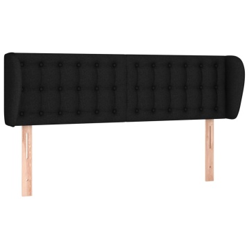 Tăblie de pat cu aripioare negru 147x23x78/88 cm textil - Img 2