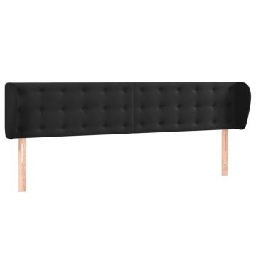 Tăblie de pat cu aripioare negru 163x23x78/88 cm catifea - Img 2