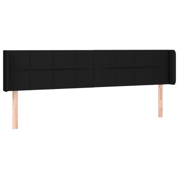 Tăblie de pat cu aripioare negru 203x16x78/88 cm textil - Img 2
