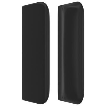 Tăblie de pat cu aripioare negru 203x16x78/88cm piele ecologică - Img 4