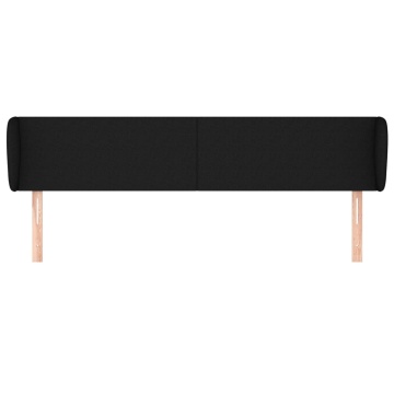 Tăblie de pat cu aripioare negru 203x23x78/88 cm textil - Img 3