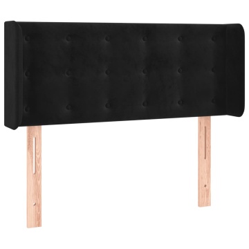 Tăblie de pat cu aripioare negru 93x16x78/88 cm catifea - Img 2