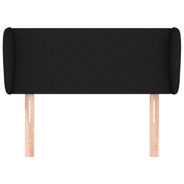 Tăblie de pat cu aripioare negru 93x23x78/88 cm textil - Img 3