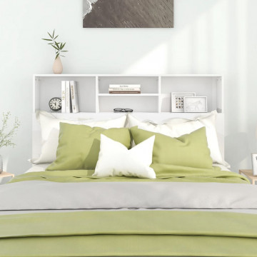 Tăblie de pat cu dulap, alb extralucios, 140x19x103,5 cm - Img 3