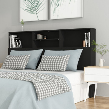 Tăblie de pat cu dulap, negru, 160x19x103,5 cm - Img 1