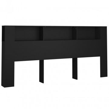 Tăblie de pat cu dulap, negru, 220x18,5x104,5 cm - Img 2
