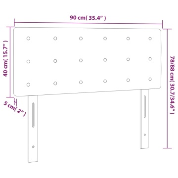 Tăblie de pat cu LED, alb, 90x5x78/88 cm, piele ecologică - Img 5