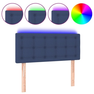 Tăblie de pat cu LED, albastru, 100x5x78/88 cm, textil - Img 2