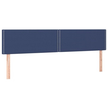 Tăblie de pat cu LED, albastru, 180x5x78/88 cm, textil - Img 4