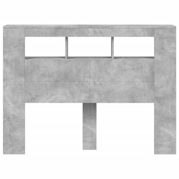 Tăblie de pat cu LED, gri beton, 140x18,5x103,5 cm, lemn - Img 5