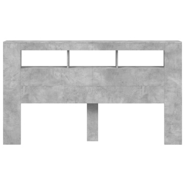 Tăblie de pat cu LED, gri beton, 180x18,5x103,5 cm, lemn - Img 5
