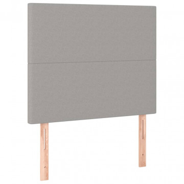 Tăblie de pat cu LED, gri deschis, 100x5x118/128 cm, textil - Img 4