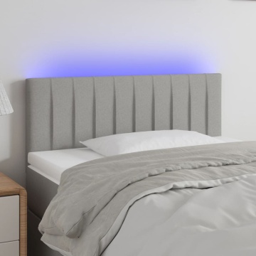 Tăblie de pat cu LED, gri deschis, 100x5x78/88 cm, textil - Img 1