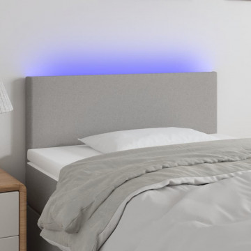 Tăblie de pat cu LED, gri deschis, 100x5x78/88 cm, textil - Img 1