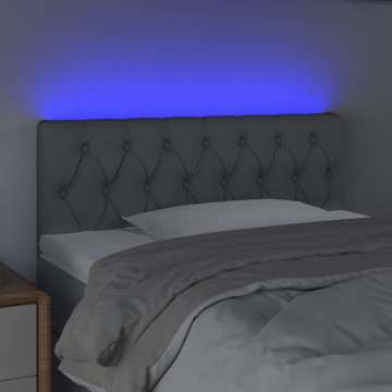 Tăblie de pat cu LED, gri deschis, 100x7x78/88 cm, textil - Img 3