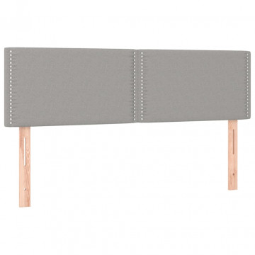 Tăblie de pat cu LED, gri deschis, 144x5x78/88 cm, textil - Img 4
