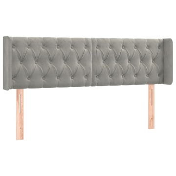 Tăblie de pat cu LED, gri deschis, 147x16x78/88 cm, catifea - Img 3