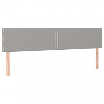 Tăblie de pat cu LED, gri deschis, 160x5x78/88 cm, textil - Img 4