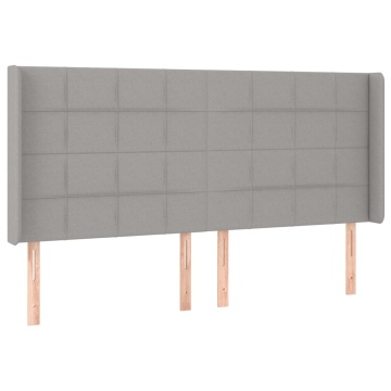 Tăblie de pat cu LED, gri deschis, 163x16x118/128 cm, textil - Img 3