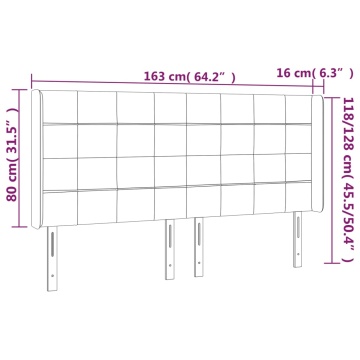 Tăblie de pat cu LED, gri deschis, 163x16x118/128 cm, textil - Img 5
