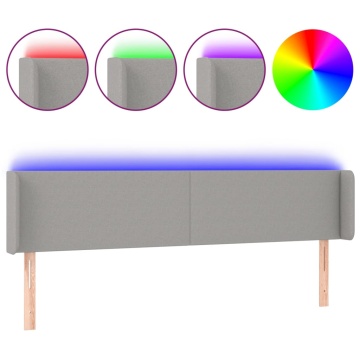Tăblie de pat cu LED, gri deschis, 163x16x78/88 cm, textil - Img 2