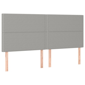 Tăblie de pat cu LED, gri deschis, 180x5x118/128 cm, textil - Img 4
