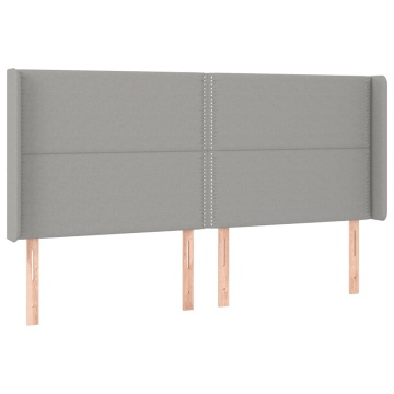 Tăblie de pat cu LED, gri deschis, 203x16x118/128 cm, textil - Img 3