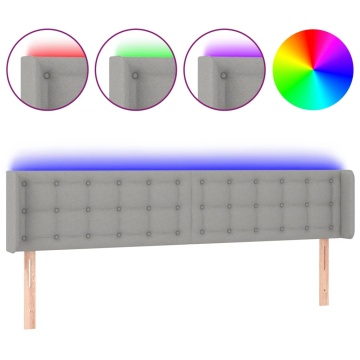 Tăblie de pat cu LED, gri deschis, 203x16x78/88 cm, textil - Img 2
