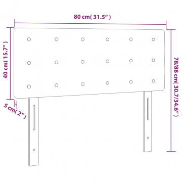 Tăblie de pat cu LED, gri deschis, 80x5x78/88 cm, textil - Img 5