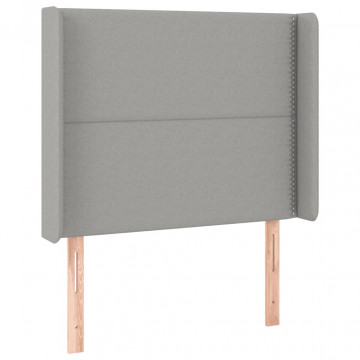 Tăblie de pat cu LED, gri deschis, 83x16x118/128 cm, textil - Img 3