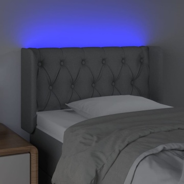 Tăblie de pat cu LED, gri deschis, 83x16x78/88 cm, textil - Img 4