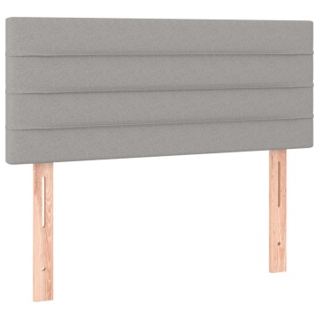 Tăblie de pat cu LED, gri deschis, 90x5x78/88 cm, textil - Img 4