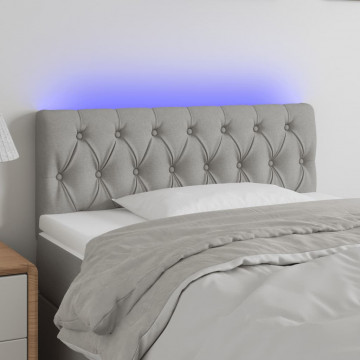 Tăblie de pat cu LED, gri deschis, 90x7x78/88 cm, textil - Img 1