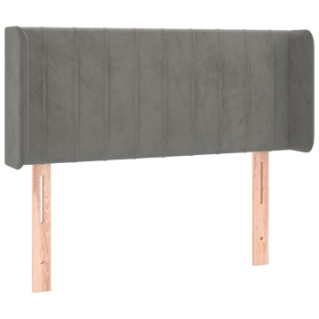 Tăblie de pat cu LED, gri deschis, 93x16x78/88 cm, catifea - Img 3