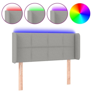 Tăblie de pat cu LED, gri deschis, 93x16x78/88 cm, textil - Img 2