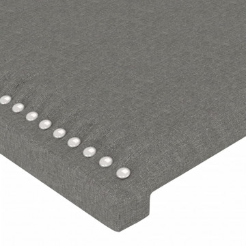 Tăblie de pat cu LED, gri închis, 100x5x118/128 cm, textil - Img 6