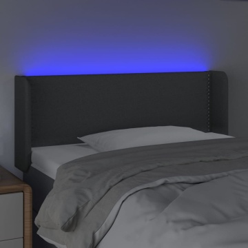 Tăblie de pat cu LED, gri închis, 103x16x78/88 cm, textil - Img 4