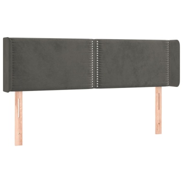 Tăblie de pat cu LED, gri închis, 147x16x78/88 cm, catifea - Img 3