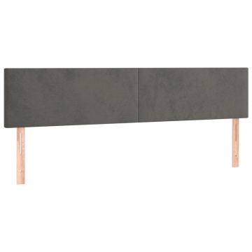 Tăblie de pat cu LED, gri închis, 160x5x78/88 cm, catifea - Img 4