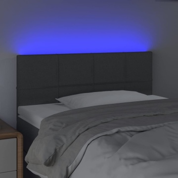 Tăblie de pat cu LED, gri închis, 80x5x78/88 cm, textil - Img 3