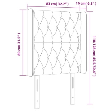 Tăblie de pat cu LED, gri închis, 83x16x118/128 cm, catifea - Img 5
