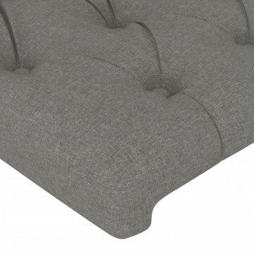 Tăblie de pat cu LED, gri închis, 83x16x118/128 cm, textil - Img 6