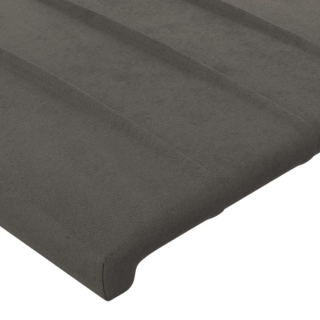 Tăblie de pat cu LED, gri închis, 90x5x118/128 cm, catifea - Img 6