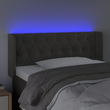 Tăblie de pat cu LED, gri închis, 93x16x78/88 cm, catifea - Img 4