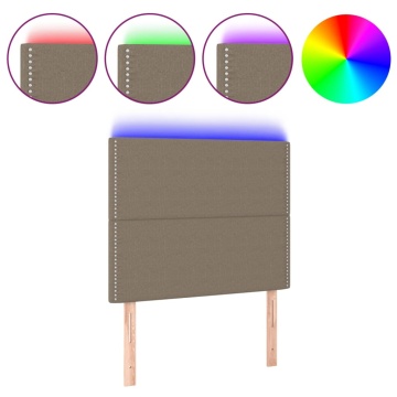 Tăblie de pat cu LED, gri taupe, 100x5x118/128 cm, textil - Img 2