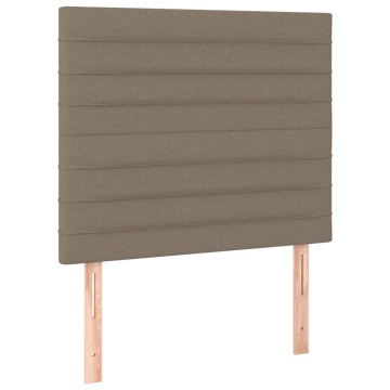 Tăblie de pat cu LED, gri taupe, 100x5x118/128 cm, textil - Img 4