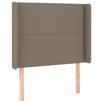Tăblie de pat cu LED, gri taupe, 103x16x118/128 cm, textil - Img 3