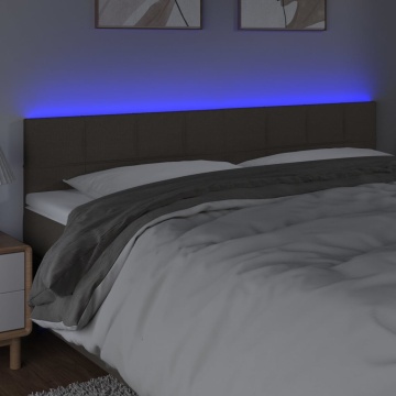 Tăblie de pat cu LED, gri taupe, 200x5x78/88 cm, textil - Img 3