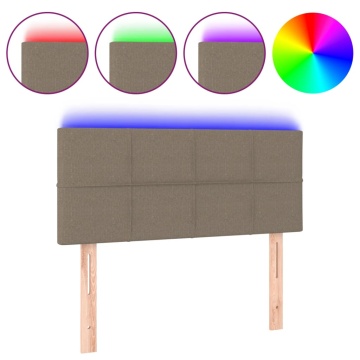 Tăblie de pat cu LED, gri taupe, 90x5x78/88 cm, textil - Img 2